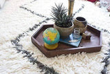 Hexagonal Walnut & Brown Mixed Shade Wooden Tray - Make in Modern