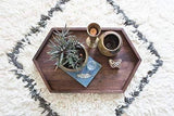 Hexagonal Walnut & Brown Mixed Shade Wooden Tray - Make in Modern