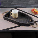 Mango Wood Ship Design Black wooden tray