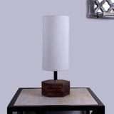 Hexagone Wooden Base Round shade Table Lamp - Make in Modern