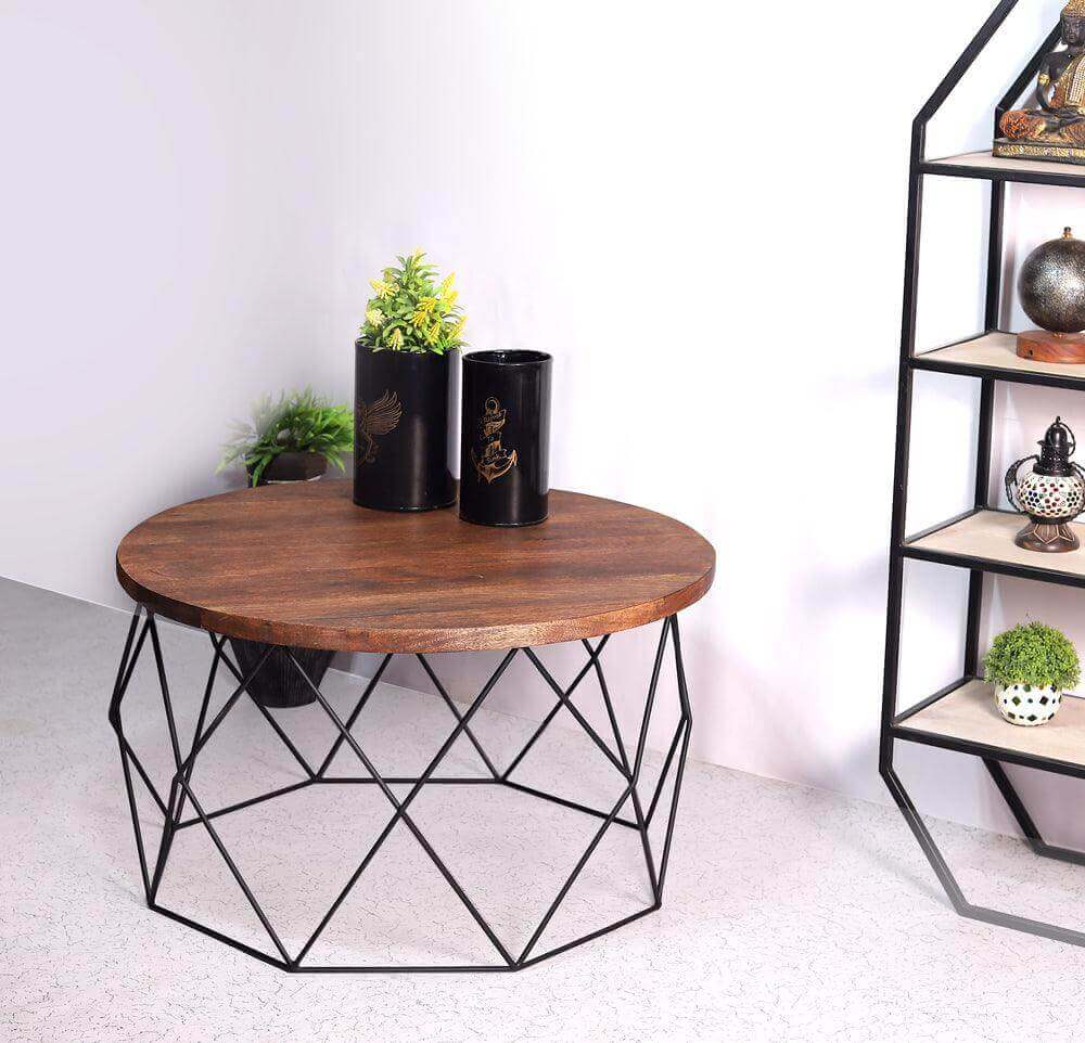 Wood and Metal Diamond Structured Coffee Table - Make in Modern