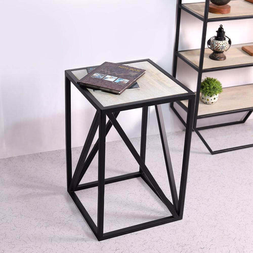 Square Wood and Metal Side Table - Make in Modern