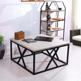 Square Metal and Wood Center Table