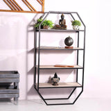 Hexagonal Multi-Sectional Black Finished Metal floor and wall Shelf