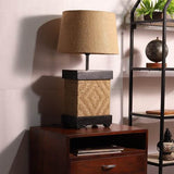 Handcrafted jute table lamp with shade