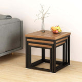 Solid Wood Walnut Nest of 3 Tables End Tables