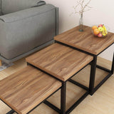 Solid Wood Walnut Nest of 3 Tables End Tables