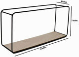 Metal Wire Framed Floating Shelves with Wooden Base (Natural Finish, Set of 4, Black) - Make in Modern