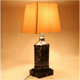 Night Table Lamp - Antique Glass Look & Wooden Textured Base