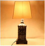 Night Table Lamp - Antique Glass Look & Wooden Textured Base - Make in Modern