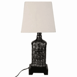 Night Table Lamp - Antique Glass Look & Wooden Textured Base - Make in Modern