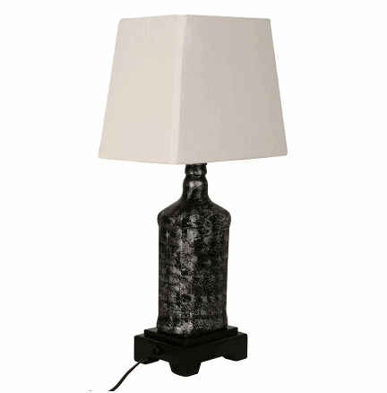 Night Table Lamp - Antique Glass Look & Wooden Textured Base - Make in Modern