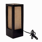 Natural Jute Cloth Square Wooden Rectangular Table Lamp (Black) - Make in Modern