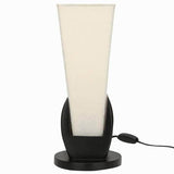 Off White Square Pyramid Table Lamp - Black Wooden Glossy Base Finish - Make in Modern