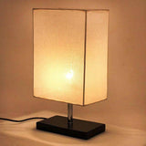 Rectangular Off-White Fabric Table Lamp with Black Wooden Base Finish