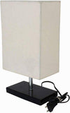 Rectangular Off-White Fabric Table Lamp with Black Wooden Base Finish - Make in Modern