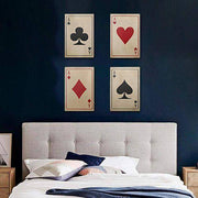 Retro Style Ace Playing Cards Wall Decor - Hanging Set of 4