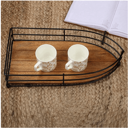 Ship Style Iron-Fenced Brown Wooden Tray - Make in Modern