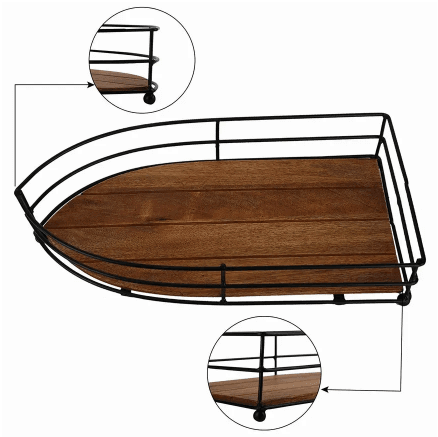 Ship Style Iron-Fenced Brown Wooden Tray - Make in Modern