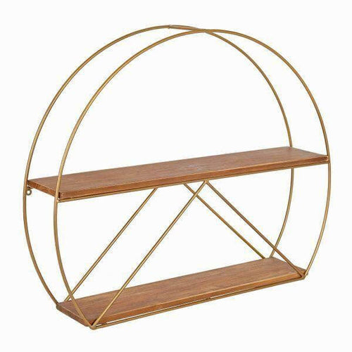 Semi-Ring Dual Panel Golden Metal Wall Shelf - Make in Modern