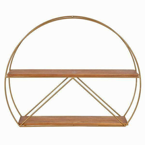 Semi-Ring Dual Panel Golden Metal Wall Shelf - Make in Modern