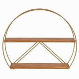 Semi-Ring Dual Panel Golden Metal Wall Shelf - Make in Modern