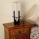 Square Table Lamp with Black Glossy Finish Base - Make in Modern