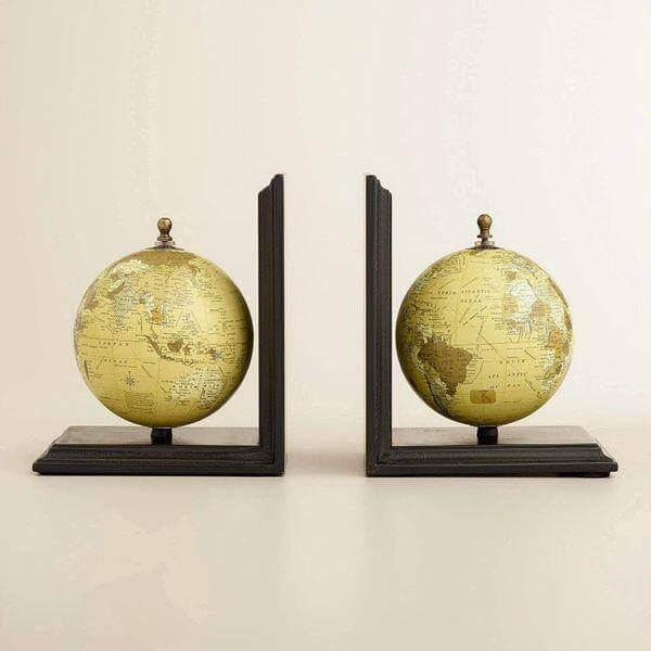 Vintage Style Globe Design Bookends for Home Decor - Make in Modern