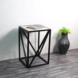 Square Wood and Metal Side Table