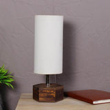 Hexagone Wooden Base Round shade Table Lamp - Make in Modern