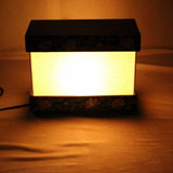 Wooden Rectangular Flower Print Textured Table Lamp - Make in Modern