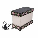 Wooden Rectangular Flower Print Textured Table Lamp - Make in Modern
