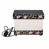 Wooden Rectangular Flower Print Textured Table Lamp - Make in Modern