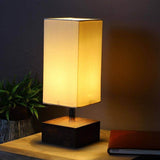 Wooden Base Square Table Lamp with off White Shade - Make in Modern
